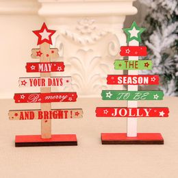 Christmas Decorations 1pcs Merry Table Sign Wooden Tabletop Ornaments Craft Centerpiece For Xmas Party Decor