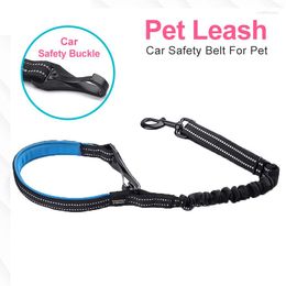 Dog Collars Explosion Proof Big Leash Nylon Reflective Elastic Dogs Vehicle Car Seat Belt For Medium Large Wear-resistant Pet Chain