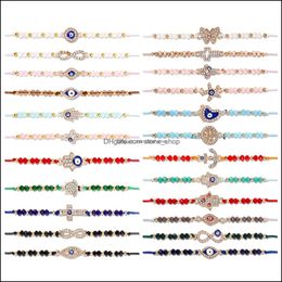 Charm Bracelets 24/ Evil Eye Pack For Women Girls Boys Mexican Braclets Set Protection Amet Anklets Jewelry Gi Bdehome Otoqq