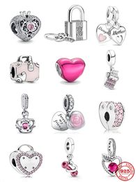925 Sterling Silver Dangle Charm Women Beads High Quality Jewellery Gift Wholesale Pink Crown Pendant Love Clip Bead Fit Pandora Charms Bracelet DIY