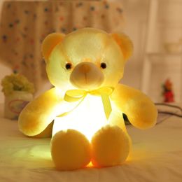 30cm Luminous Glowing Teddy Bear Rag Doll Plush Toys LED Light Kids Adult Christmas Toys Party Favour Pet Supplies