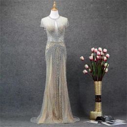 Luxury Special Occasion Dresse handmade beaded evening party dress high-end temperament long skirt TT0186