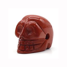 23mm Natural Red Jasper Hand Carved Crystal Gemstone Human Skull Head Carving Sculpture