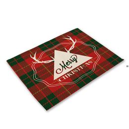 Christmas Table Mat Dining Placemat Decoration For Home Kitchen Party Place Mats Tablecloth Xmas Supplies Gifts GWB15977