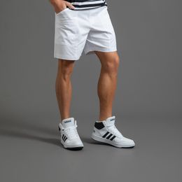 Casual Shorts Men White Summer Streetwear Knee Length Bermuda Shorts Fashion Flat Front Cotton Breath Cool Soft