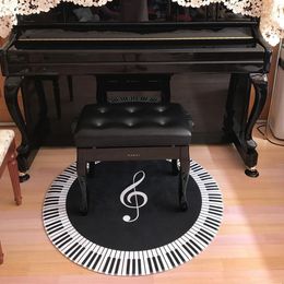 Carpets 120CM Retro Piano Key Round For Living Room Home Area Rugs Bedoom Cartoon Carpet Kids Computer Chair Floor Mat