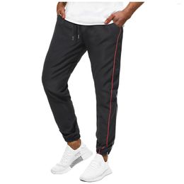 Men's Pants Men's Autumn&Winter Streetwear Solid Colour Stitching Line Casual Cropped Trousers Lace-up Sports Sweatpants