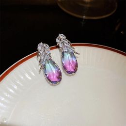 Dangle & Chandelier 2022 Magic zircon wheat ear drop earrings Korea luxury temperament high sense earrings crystal earrings