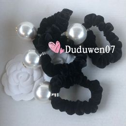 Party Favour velvet hair rope big pearl 30mm hairband hairtie fashion hair tie C stones marks wedding gift vip-cards