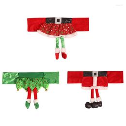 Chair Covers Christmas Back Santa Claus Elf Skirt Dining Decor For Kitchen