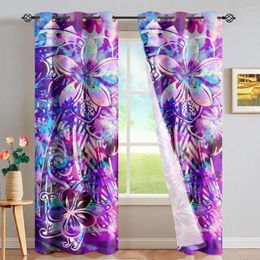 Curtain DARMIAN Tie Dye Art Plumeria Hawaiian Print Window Home Decor Thermal Insulated Bedroom Privacy Protec Grommet Drapes