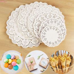 Table Mats 100pcs Multi Sizs Round Paper Lace Vintage Coasters Doilies White Decorative Placemats Wedding Craft Decor