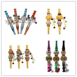 Fashion Handmade Inlaid Jewellery Alloy Hookah Mouth Tips Shisha Chicha Philtre Tip Hookahs Mouthpiece Mouths Tips Smoking Accessories