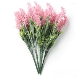 Decorative Flowers Fake Lavender Plastic Leaves Artificial Home Greenery For Indoor Outside Garden Yard Wedding Decor Dropship