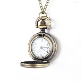 Pocket Watches Men Watch Retro Bronze Tone Round Shape Spider Web Pattern With Chain Necklace MAEA99