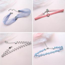 Choker Fashion Korean Style Lace For Women Girls Cute Rhinestone Round Wide Velvet Necklace Neck Collares Jewelry Gifts FS60