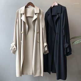 Women's Trench Coats Mid-length Windbreaker Women 2022 Spring Autumn Style Temperament Loose British Over-knee Thin Coat Female Women's