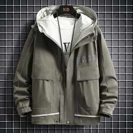 Windbreaker Jacket Men With Hood Fashion Hooded Bomber Jackets Lightweight Korean Fashion Coats Streetwear Clothes