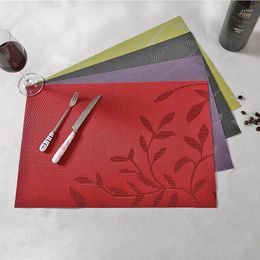 Table Mats 4Pcs/Lot Fashion Leaves Jacquard Placemat PVC Mat For Dining Pot Bowl Cup Waterproof Odourless