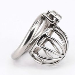 2022 Chastity Devices Male Small Penis Lock Stainless Steel Belt Metal Cock Cage For Men With Curved Penis Rings