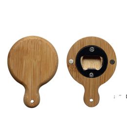 Creative Bamboo Wooden Bottle Opener With Handle Fridge Magnet Home Decoration Corkscrew GCB15955