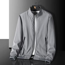 Spring Casual Jacket Men Lightweight Jacket Thin Coat Pure Colour Stand Collar Bomber Jacket Men Daily Wear Clothes Plus Size 8XL