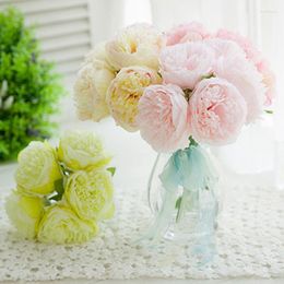 Decorative Flowers 5Big Heads Five Peony Bouquet Bouquets Wedding Peonies Bright Home Decoration Bride