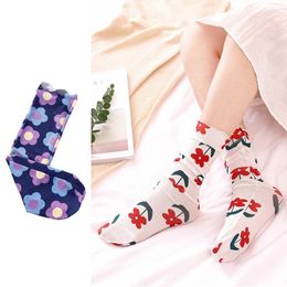 Women's Shapers Women's INS Online Celebrity-Weep Yafeng Versatile Retro Cute Flower Gauze Thin Bunching Socks Children Summer Tube