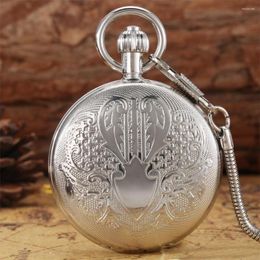 Pocket Watches Luxury Silver Copper Antique Mechanical Watch Vintage Exquisite Pattern Full Automatic Self Winding Pendant Clock