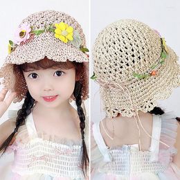 Hats Children Straw Hat Summer Kids Girl Cute Floral Sun Bucket Gorros