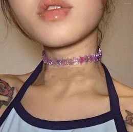 Choker Harajuku Sweet Pink Purple Star Acrylic Necklace For Women Girl Kpop Pentagram Necklaces Cool Trendy 2022 Korean Jewellery