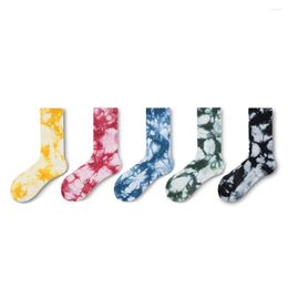 Men's Socks Tie Dye Woman Thick Line Standard For Unisex Colorful Happy Crew Sox Couples Cotton Trendy Autumn Winter Sokken