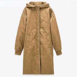 Women's Trench Coats Autumn Winter Oversize Hooded Parka Coat Women Vintage Khaki Zipper Long Jacket Outwear Female Casual Loose Overcoats