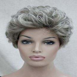 New Popular Ladies Wigs Women's Short Wig Silver Grey Curly Natural Hair Wig