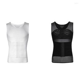 Men's Body Shapers Men's Waist Trainer Slimming Abdominal Vest Breathable Mesh Shaper Clothes Hook Eye Button Adjustable