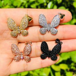 Charms 5pcs Butterfly Charm For Women Bracelet Jewellery Making Bling Cubic Zirconia Pave Pendant Necklace Handmade Accessory Supply