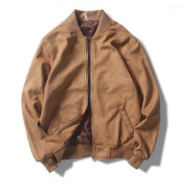 Men's Jackets Men's Autumn Winter Suede Solid Stand Collar Mens Jecked Baseball Uniform Flight Suit Young And Middle Aged Jacket Short