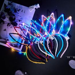 Kids Adults Bunny Ears LED Flashing Glow Headband Hairband Women Bar Nightclub Dress Decor Glow Party Supplies JNB15982