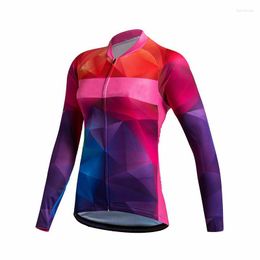 Racing Jackets Women's Cycling Jersey Tight-fitting Long Sleeve Full Zipper Road Bike Shirts Pro Team Bicycle Clothing Asian Size