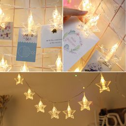 Strings 1.5/3/4.5M Stars LED Garlands Card Po Clip String Lights Battery Operated Light Twinkle Decorative Clamp Fairy