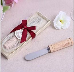 Vintage Reserve Stainless Steel Wooden Wine Cork Handle Cheese Spreader Wedding Favours gift RRB15995