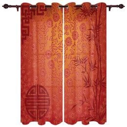 Curtain Bamboo Pattern Chinese Style Valance Curtains For Living Room Study Youth Bedroom Kitchen Outdoor Windows Custom Cotton Linen