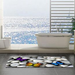 Carpets Fashion 3D Cobblestone Stone Colorful Butterfly Pattern Kitchen Doormats Non-slip Absorent Water Floor Mats Bathroom Area Carpet