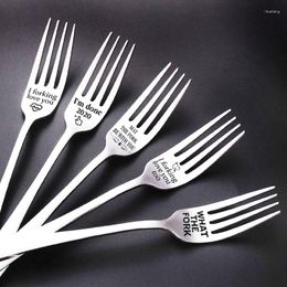 Dinnerware Sets Engrave Fork Stainless Steel Christmas Present For Husband Madam Family And Friends Tableware Year Gift Kitchen Gadgets