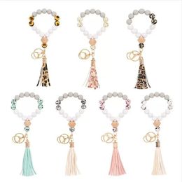 Silicone Bead Bracelet Female Tassel Key Chain Party Favour Pendant Rubber Wristband Bangles Wrist Ring Jewellery New