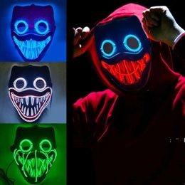 Halloween Neon Led Purge Mask Masque Masquerade Party Light Luminous In The Dark Funny Cosplay Costume Supplies GCB15986