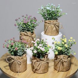Decorative Flowers Artificial Plants Flower Small Potted Bonsai Green Decor Plantsbirthday Present Home Fake Bags JS22