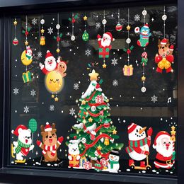 Christmas Stickers Christmas Decoration For Shopping Mall Glass Window Santa Elk Sticker Navidad Decor Xmas New Year