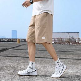 Korean Fashion Summer Shorts Loose Fit Drawstring Shorts Men Casual Wear Wide Cuff Solid Colour Pure Cotton Breathable