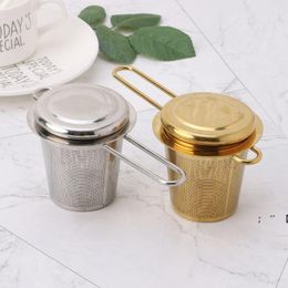 Reusable Mesh Tea Infuser Stainless Steel Strainers Loose Leaf Teapot Spice Filter With Lid Cups Kitchen Accessories GCB15976